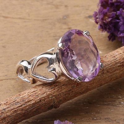 Primary image for Amethyst Heart Cocktail Ring from India Ode to Love