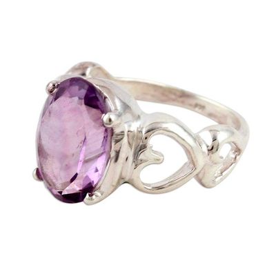 Alternate image for Amethyst Heart Cocktail Ring from India Ode to Love