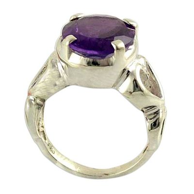 Alternate image for Amethyst Heart Cocktail Ring from India Ode to Love