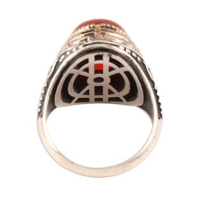 Alternate image for Red-Orange Onyx Domed Ring Crafted in India Fiery Allure
