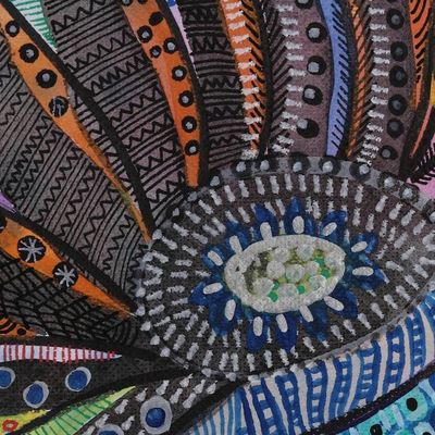 Alternate image for Signed Intricate Abstract Painting from India Folklore Rooster