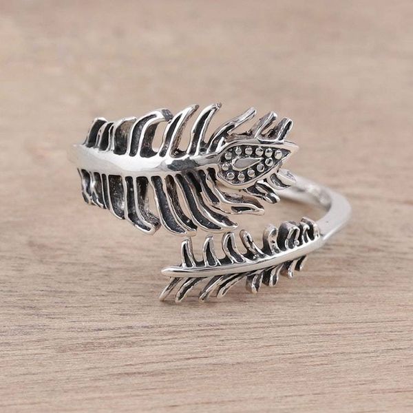 Alternate image for Sterling Silver Paisley Feather Leaf Wrap Ring Magical Leaf