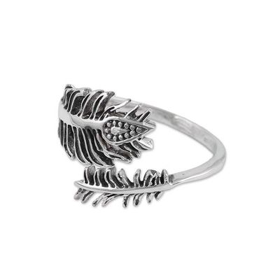 Alternate image for Sterling Silver Paisley Feather Leaf Wrap Ring Magical Leaf