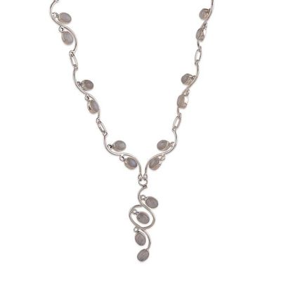 Primary image for Natural Rainbow Moonstone Cabochon Y Necklace from India Moonlight Ways