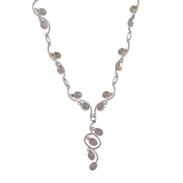 Alternate image for Natural Rainbow Moonstone Cabochon Y Necklace from India Moonlight Ways