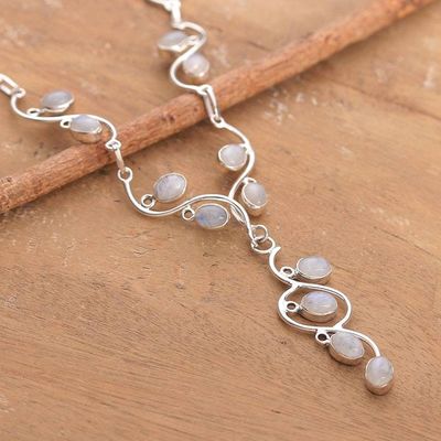 Alternate image for Natural Rainbow Moonstone Cabochon Y Necklace from India Moonlight Ways