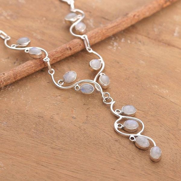 Alternate image for Natural Rainbow Moonstone Cabochon Y Necklace from India Moonlight Ways