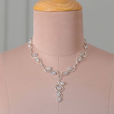 Alternate image for Natural Rainbow Moonstone Cabochon Y Necklace from India Moonlight Ways