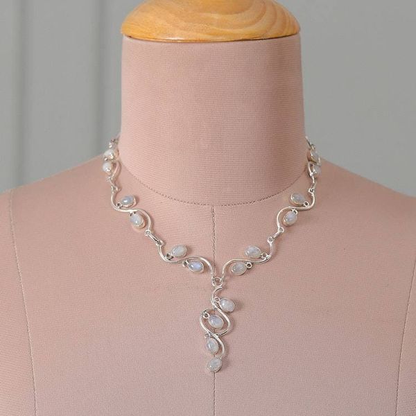 Alternate image for Natural Rainbow Moonstone Cabochon Y Necklace from India Moonlight Ways