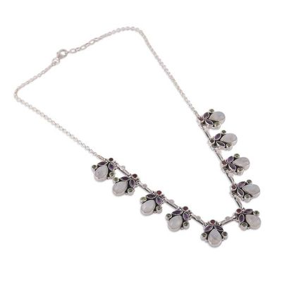 Alternate image for Spring-Themed 11-Carat Faceted Multi-Gemstone Link Necklace Garden of Delhi