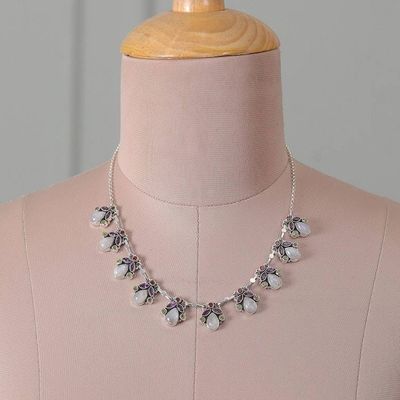 Alternate image for Spring-Themed 11-Carat Faceted Multi-Gemstone Link Necklace Garden of Delhi