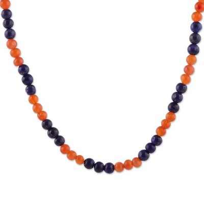Alternate image for Bohemian-Inspired Lapis Lazuli and Carnelian Beaded Necklace Fire  Sea