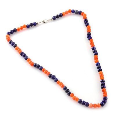 Alternate image for Bohemian-Inspired Lapis Lazuli and Carnelian Beaded Necklace Fire  Sea