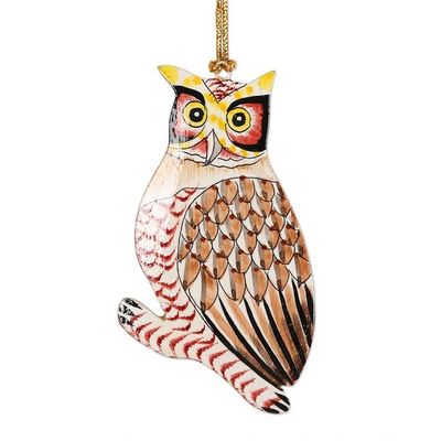 Alternate image for Unique Owl Ornaments from India Set of 6 Owl Be Home for Christmas