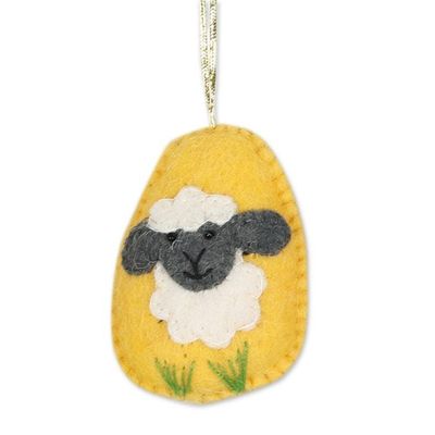 Alternate image for Set of 5 Wool Felt Sheep Ornaments Sheepish Greetings