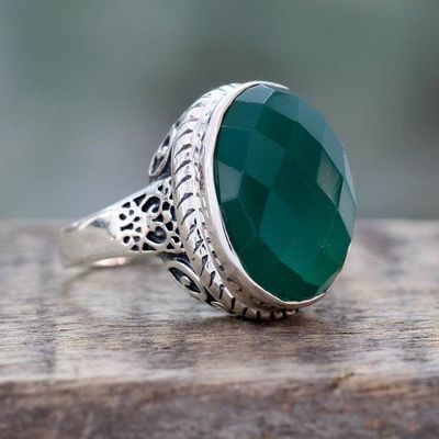 Primary image for Green Onyx and Sterling Silver Ring from India Bold Charm