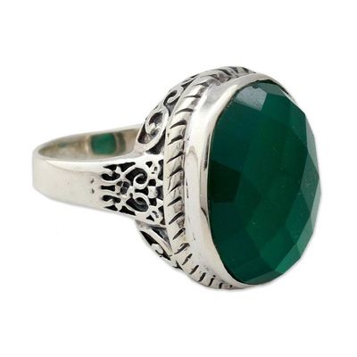 Alternate image for Green Onyx and Sterling Silver Ring from India Bold Charm