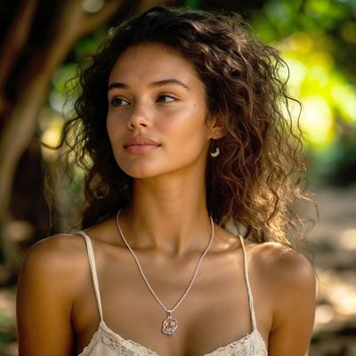 Alternate image for Whimsical Silver Cat Pendant Necklace with Citrine Gemstone Feline Poise