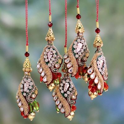 Alternate image for Hand Crafted Christmas Ornaments Set of 5 Mughal Glam