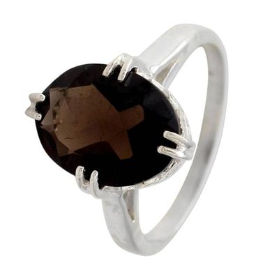 Alternate image for Sterling Silver and 4.5 Carat Smoky Quartz Solitaire Ring Enchanting Mystique