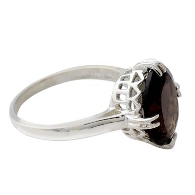 Alternate image for Sterling Silver and 4.5 Carat Smoky Quartz Solitaire Ring Enchanting Mystique