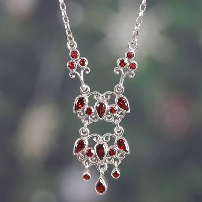 Primary image for Chandelier-Themed Garnet Sterling Silver Pendant Necklace Dancing Chandelier
