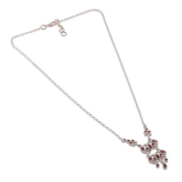 Alternate image for Chandelier-Themed Garnet Sterling Silver Pendant Necklace Dancing Chandelier