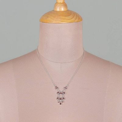 Alternate image for Chandelier-Themed Garnet Sterling Silver Pendant Necklace Dancing Chandelier