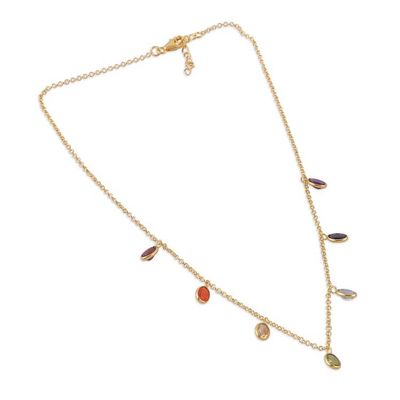 Alternate image for 22k Gold-Plated 7-Carat Multi-Gemstone Charm Necklace Dancing Energy