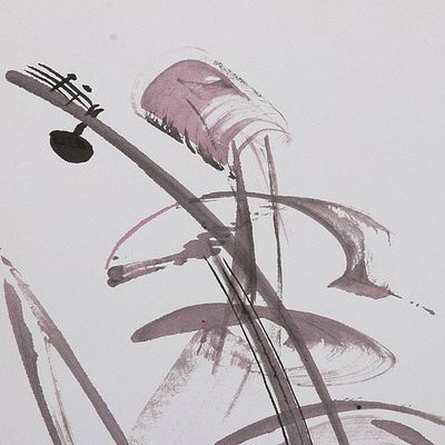 Alternate image for Music-Themed Abstract Mixed Media Paintings Triptych Music Meditation II