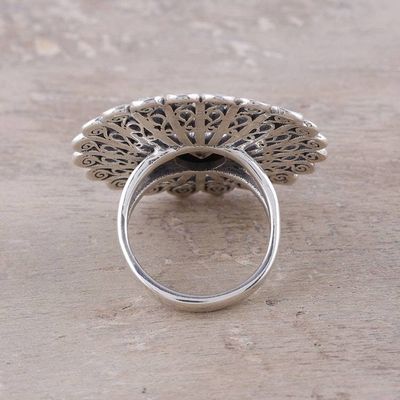 Alternate image for Sterling Silver Smoky Quartz Floral Openwork Cocktail Ring Beautiful Bloom