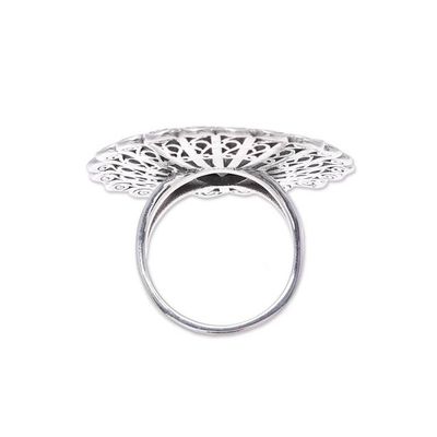 Alternate image for Sterling Silver Smoky Quartz Floral Openwork Cocktail Ring Beautiful Bloom