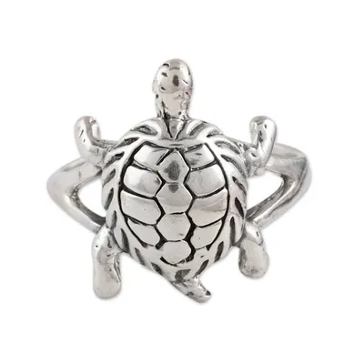 Alternate image for Sterling Silver Turtle Cocktail Ring from india Fascinating Turtle