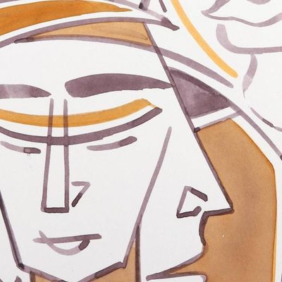 Alternate image for Signed Surrealist Painting in Brown from India Journey of Life