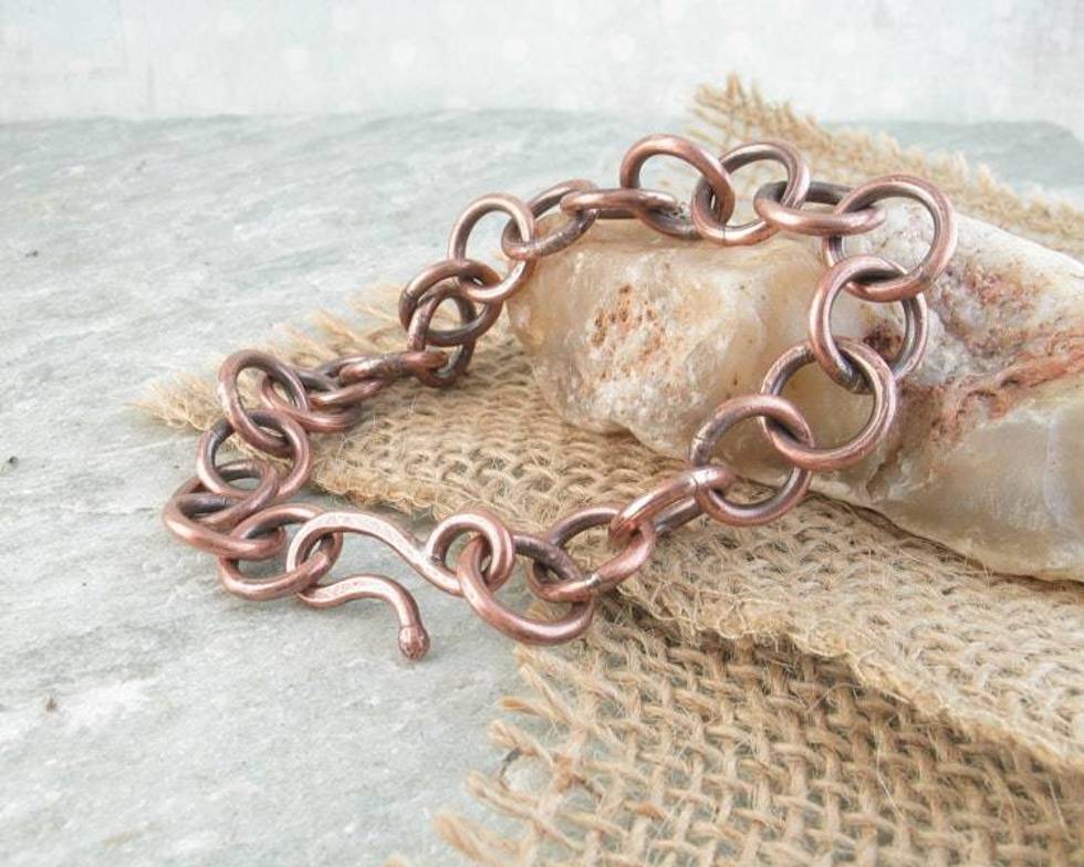 Chunky Hand Forged Copper Chain Link Bracelet