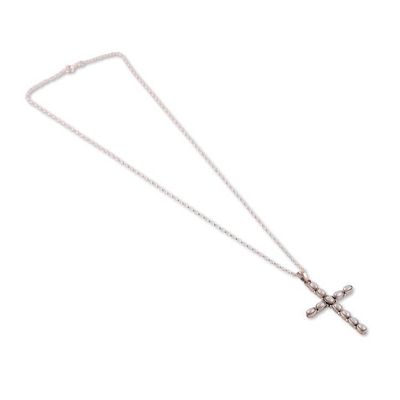 Alternate image for Sterling Silver Cross Pendant Necklace with Cultured Pearls Lustrous Cross