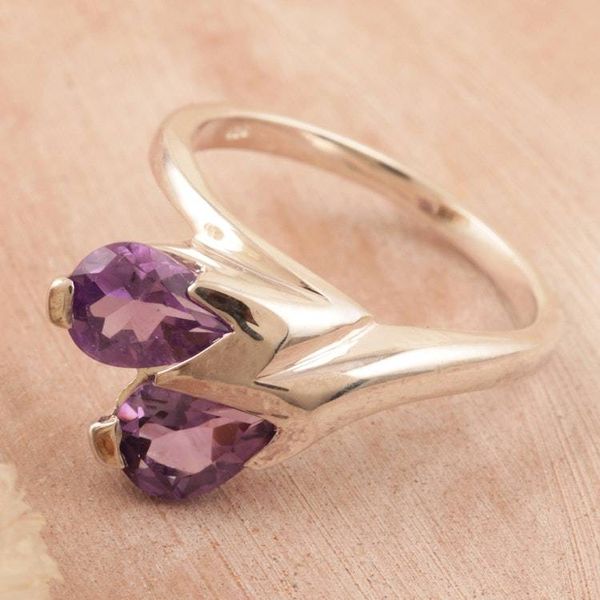 Alternate image for Amethyst floral ring Rose of Dreams