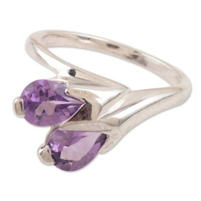 Alternate image for Amethyst floral ring Rose of Dreams