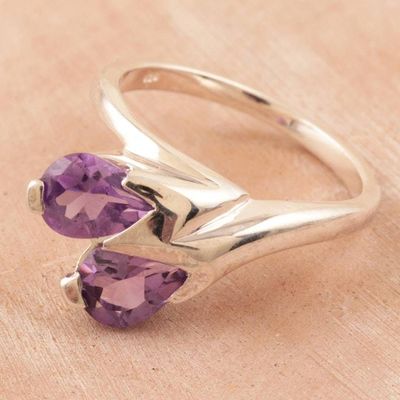 Alternate image for Amethyst floral ring Rose of Dreams
