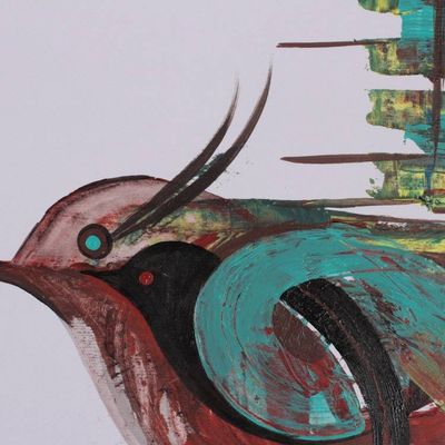 Alternate image for Acrylic on Paper Abstract Modern Avian Art from India Urban Perch