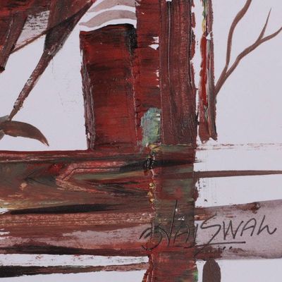 Alternate image for Acrylic on Paper Abstract Modern Avian Art from India Urban Perch