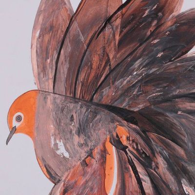 Alternate image for Bird-Themed Abstract Modern Acrylic on Paper Painting Sienna Plume