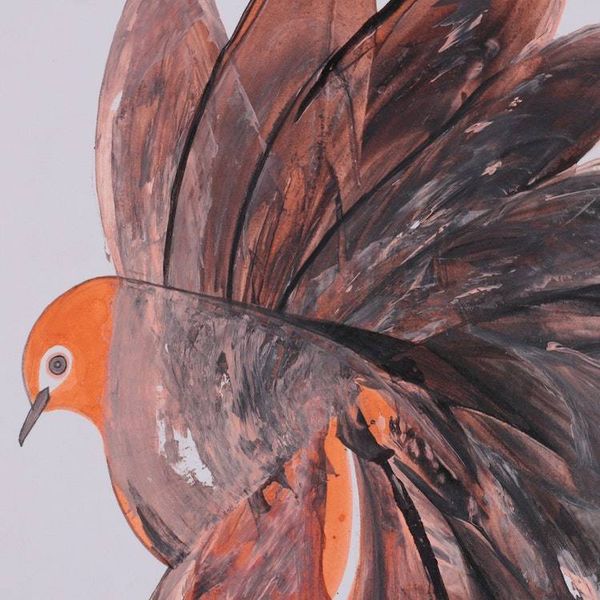 Alternate image for Bird-Themed Abstract Modern Acrylic on Paper Painting Sienna Plume
