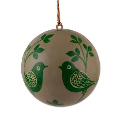 Alternate image for Set of 4 Bird Nature-Themed Papier Mache Christmas Ornaments Whimsical Nature