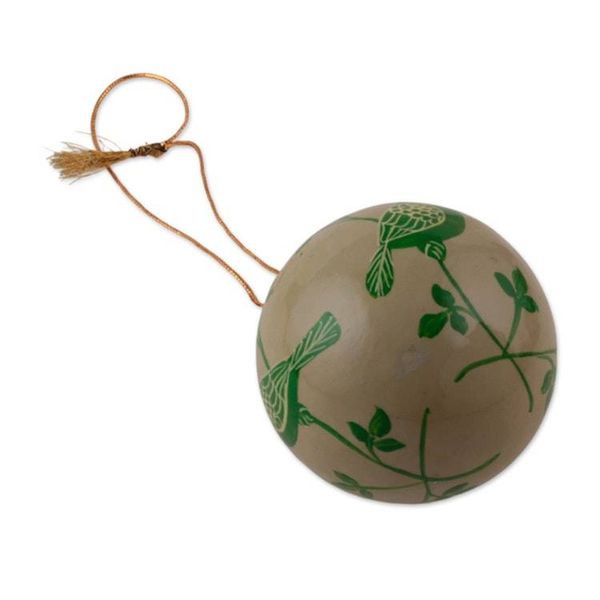 Alternate image for Set of 4 Bird Nature-Themed Papier Mache Christmas Ornaments Whimsical Nature