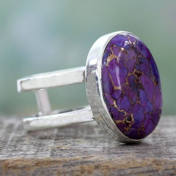 Alternate image for Purple Composite Turquoise Sterling Silver Ring Purple Island