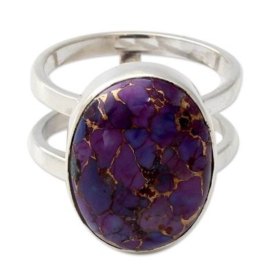 Alternate image for Purple Composite Turquoise Sterling Silver Ring Purple Island