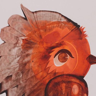 Alternate image for Bird-Themed Whimsical Signed Acrylic on Paper Naif Painting Magical Bird