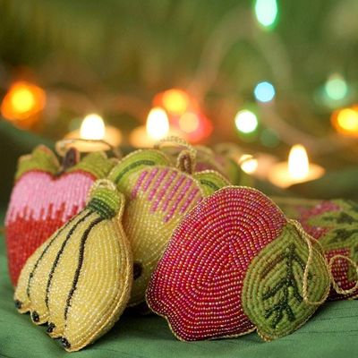 Primary image for Beaded ornaments Set of 10 Tropical Fruit
