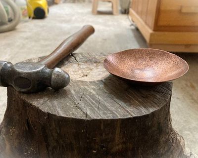 Alternate image for Hand-Hammered Small Copper Trinket Bowl with Mood Token Set